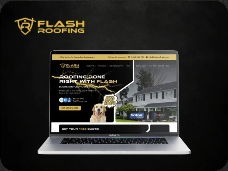 Flash Roofing website portfolio mockup