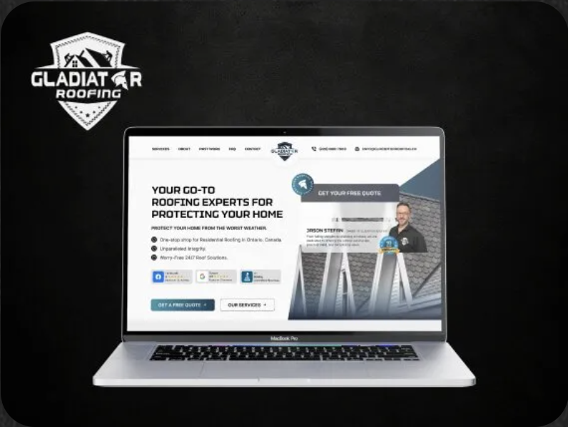 Gladiator Roofing website portfolio mockup
