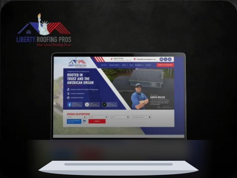 Liberty Roofing Pros website portfolio mockup